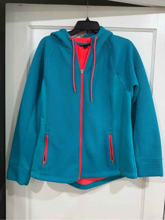 Swiss Tech Jackets & Blazers - Swiss Tech Teal and Neon Pink Fleece Hoodie L